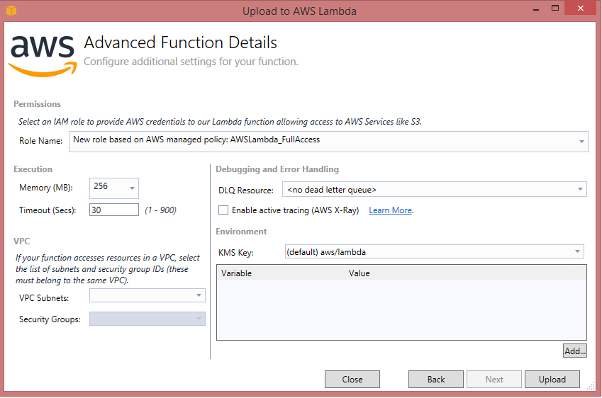 AWS Lambda: konfiguracja