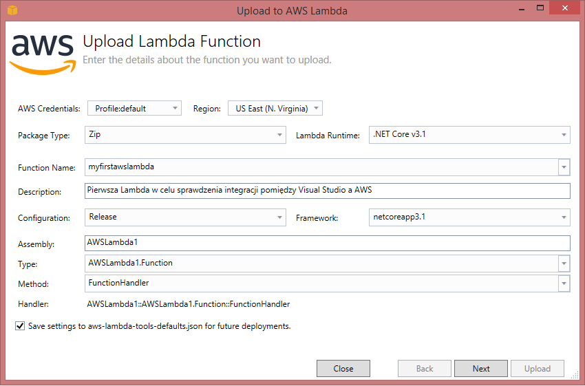 AWS Lambda: publikowanie funkcji