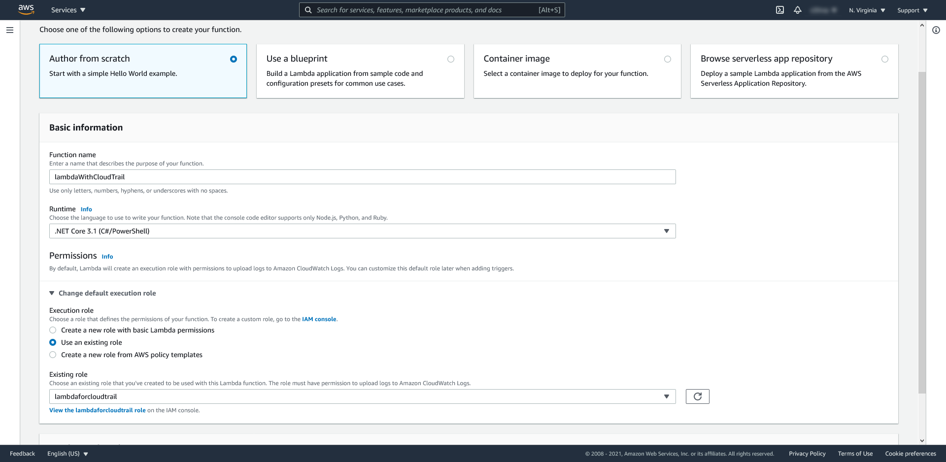 AWS Cloudtrail: tworzenie funkcji