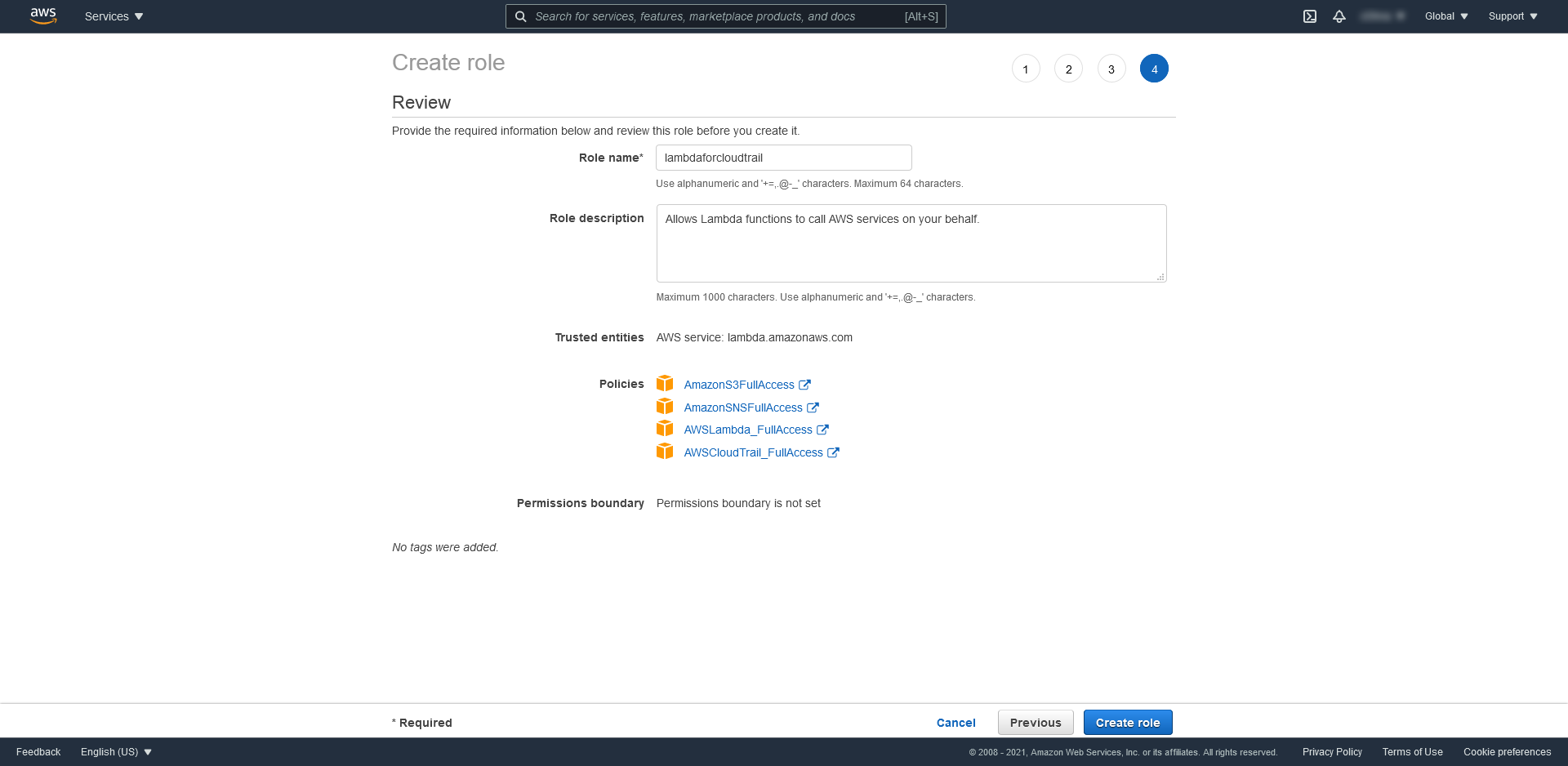 AWS Cloudtrail: tworzenie roli