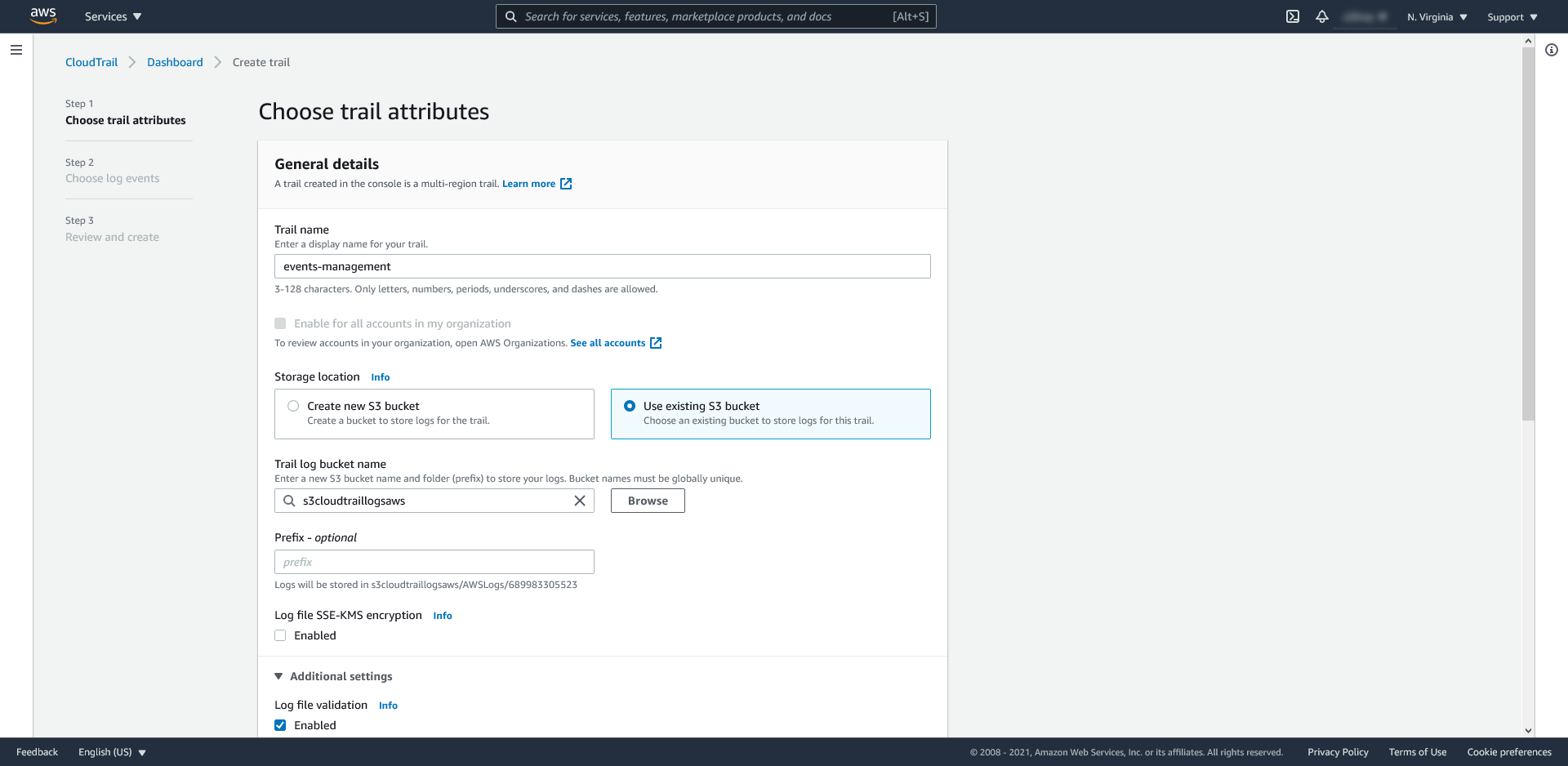 AWS Cloudtrail: konfiguracja