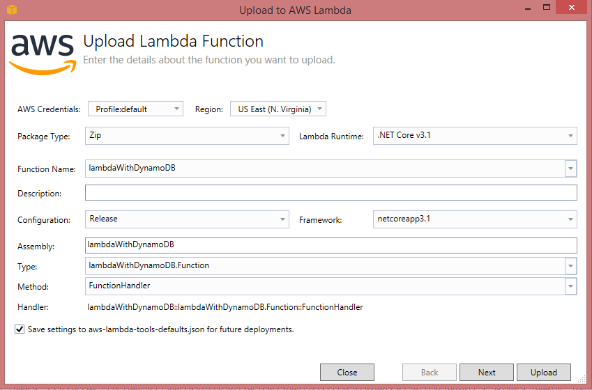 DynamoDB: publikowanie funkcji lambda