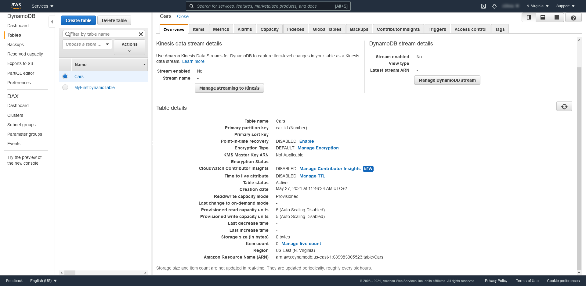 DynamoDB: konfiguracja tabeli