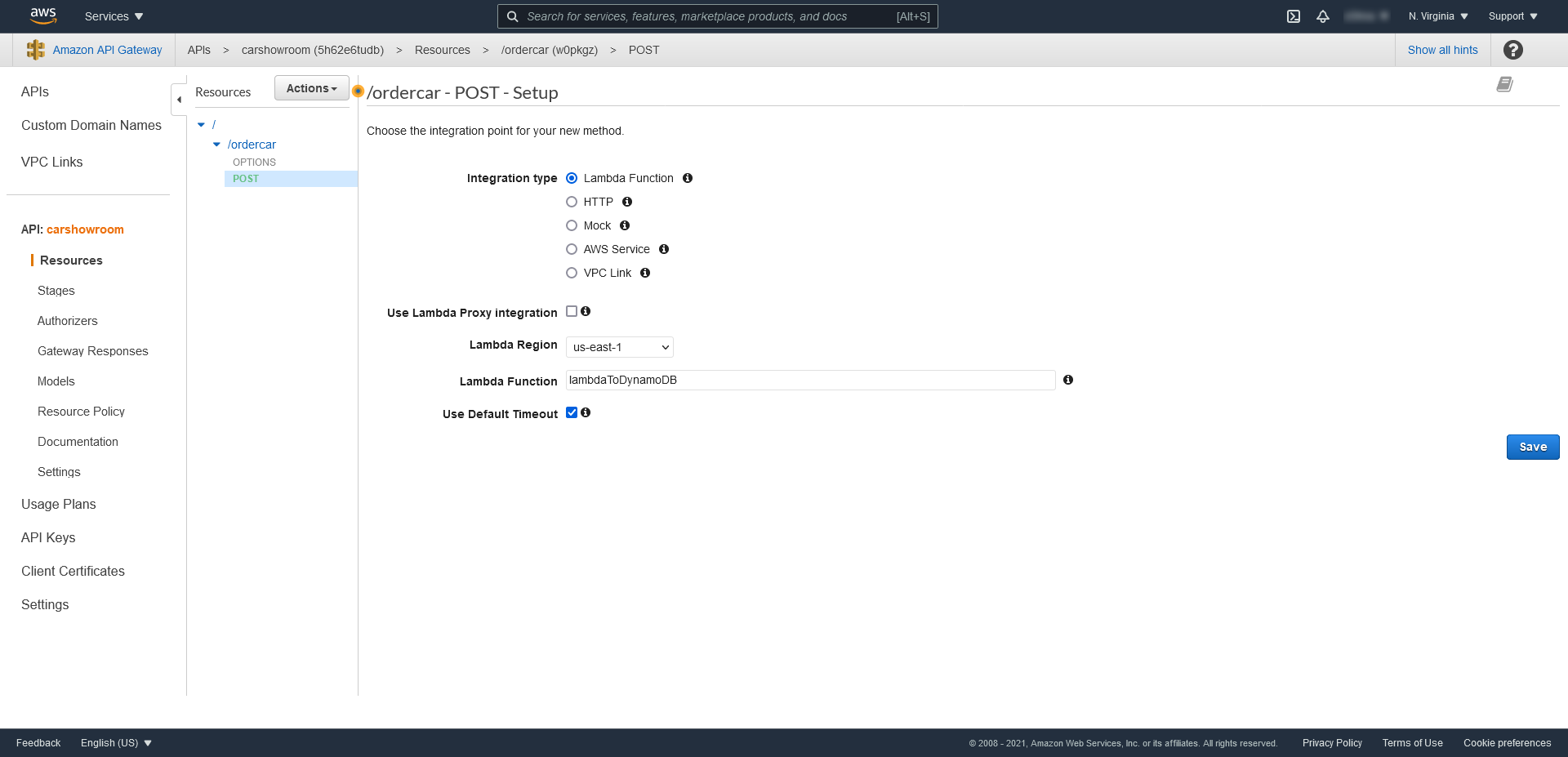 AWS - integracja usług: integracja bramki API z Lambdą