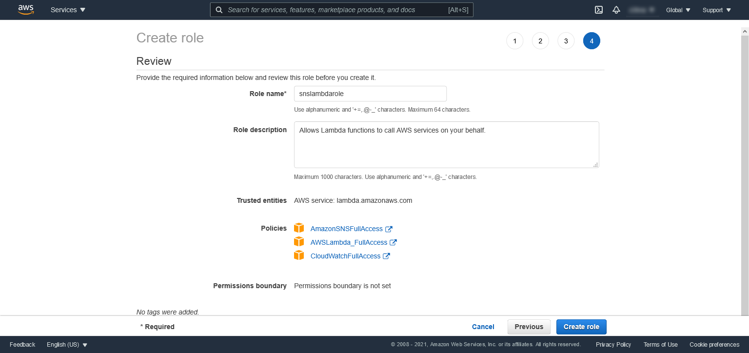 AWS SNS: tworzenie roli