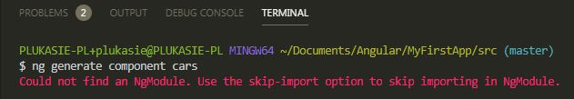 ng-generete - błąd tworzenia komponentu