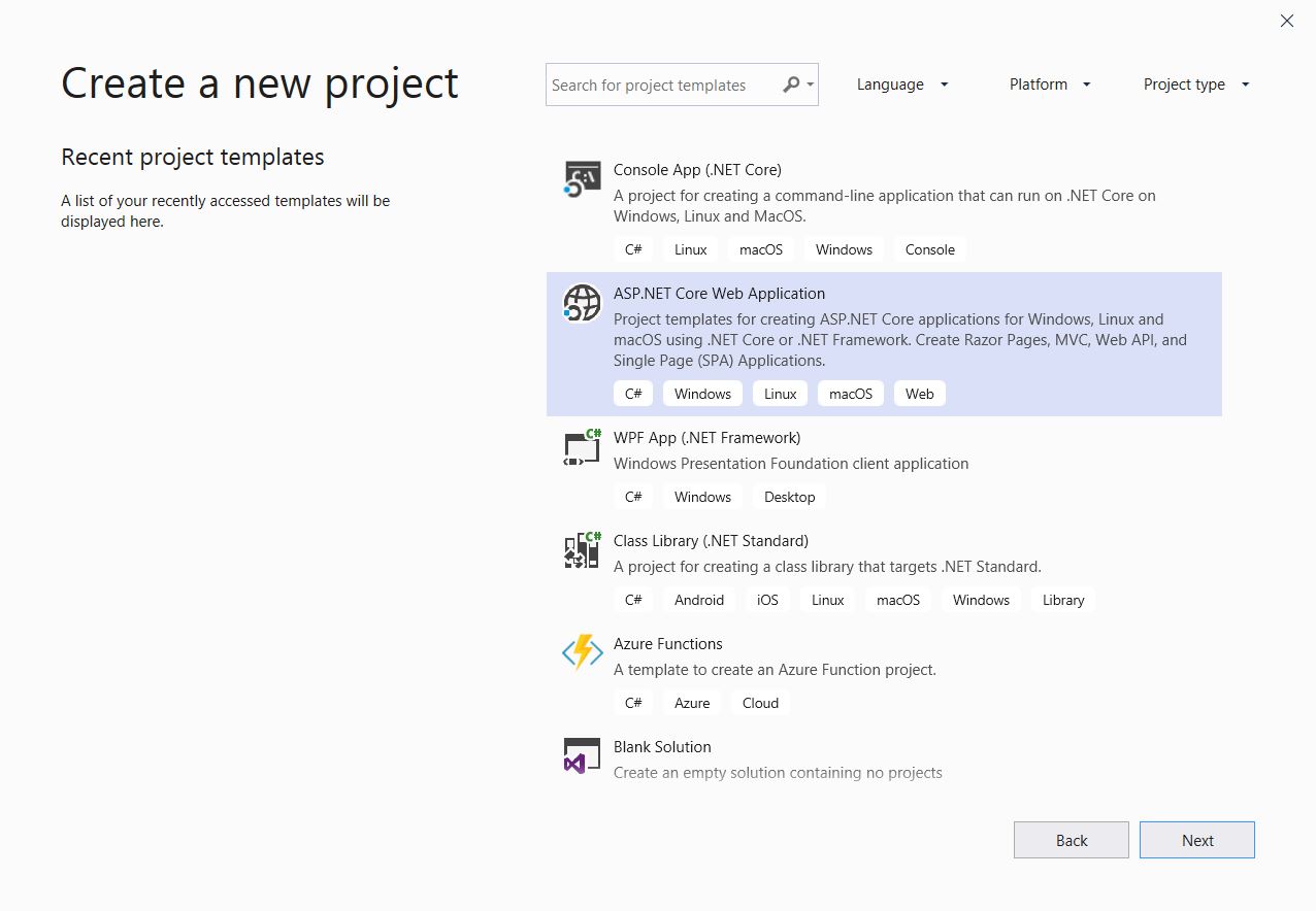 Visual Studio 2019: nowy projekt