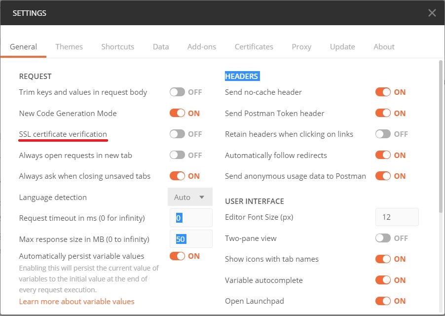 Postman: konfiguracja ssl