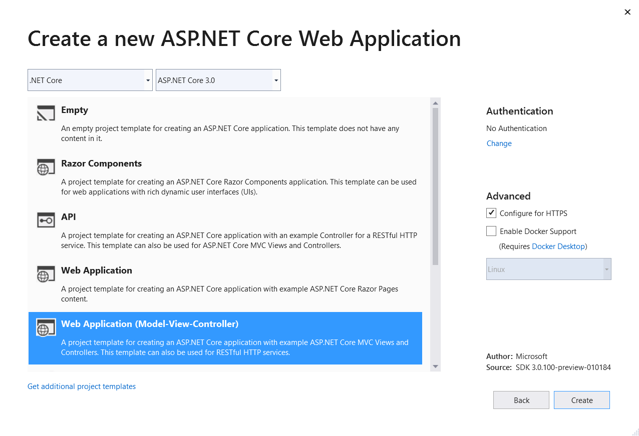 ASP.NET Core 3 MVC Template