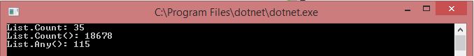 C#: Count vs Count() vs Any()