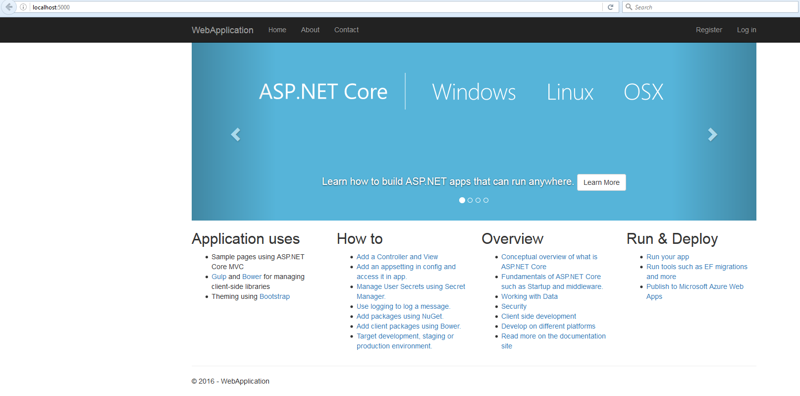.NET Core - hostring aplikacji konsolowej na serwerze localhost