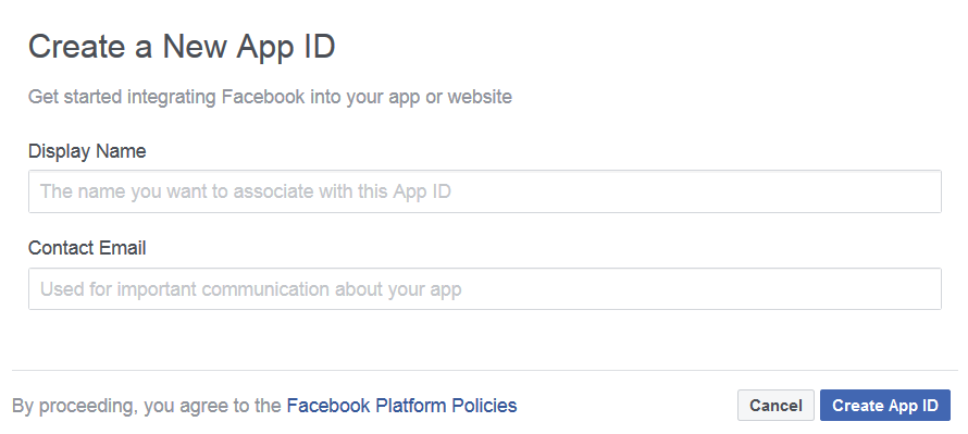 Tworzenie nowej aplikacji facebook
