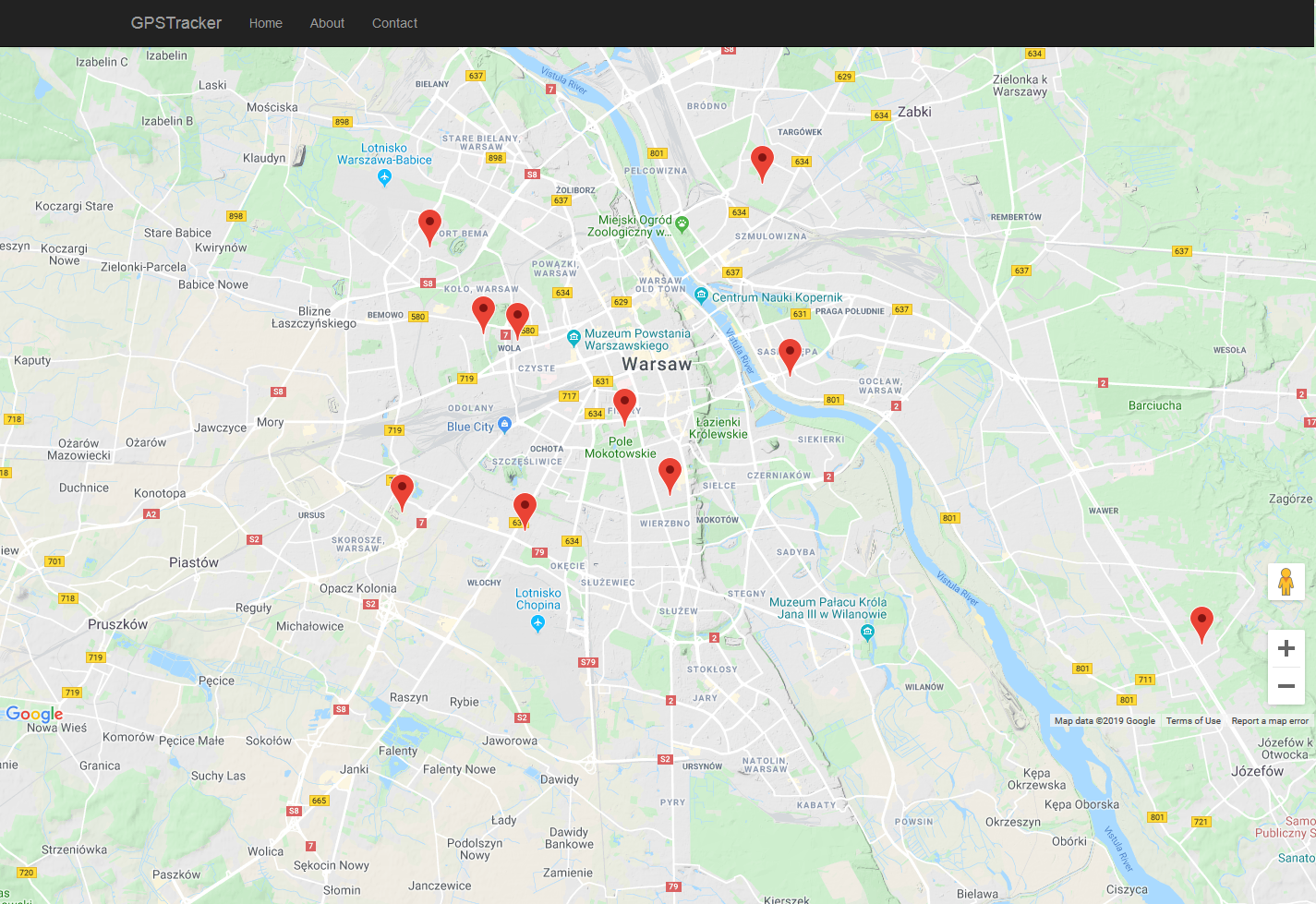 Google API: mapa warszawy