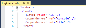 Log4net: brak ostrzeżenia w pliku xml