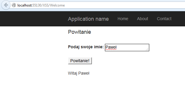 XSS - powitanie