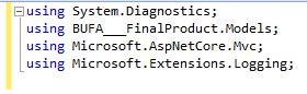 Visual Studio 2019: sortowanie systemowych przestrzeni nazw